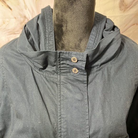 TRF Collection Zara Hooded Crop Jacket with Pockets Navy Blue Med - Picture 2 of 14